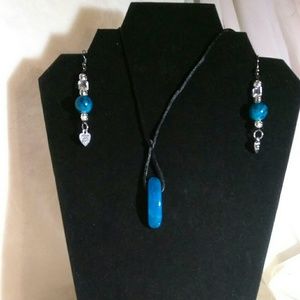 SOLD!!!Stone roped necklace and earrings set